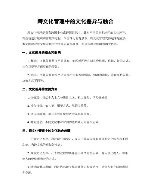 跨文化管理中的文化差异与融合