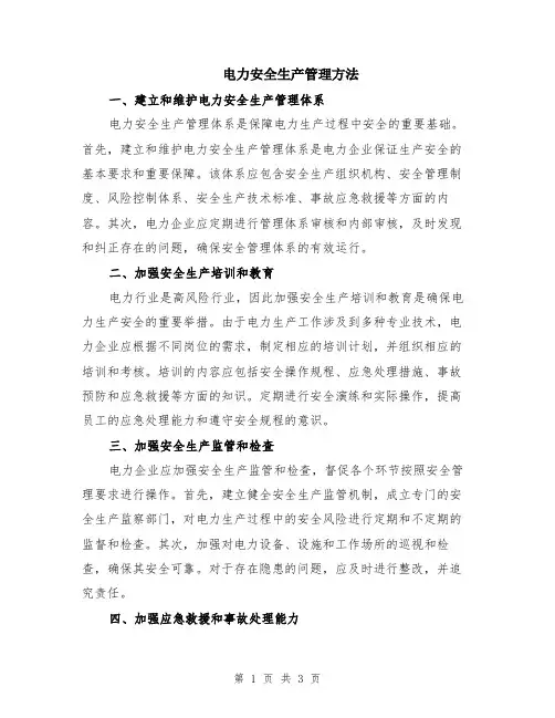电力安全生产管理方法