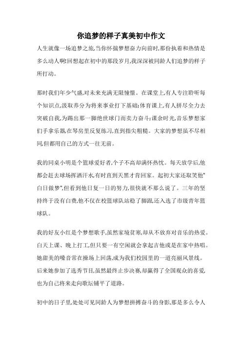 你追梦的样子真美初中作文