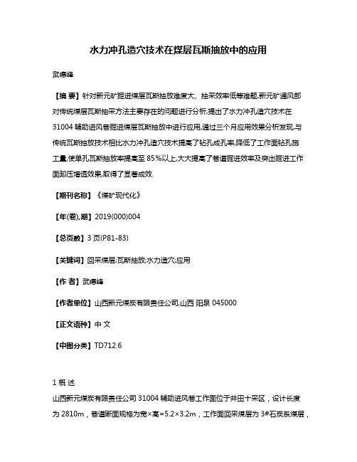 水力冲孔造穴技术在煤层瓦斯抽放中的应用