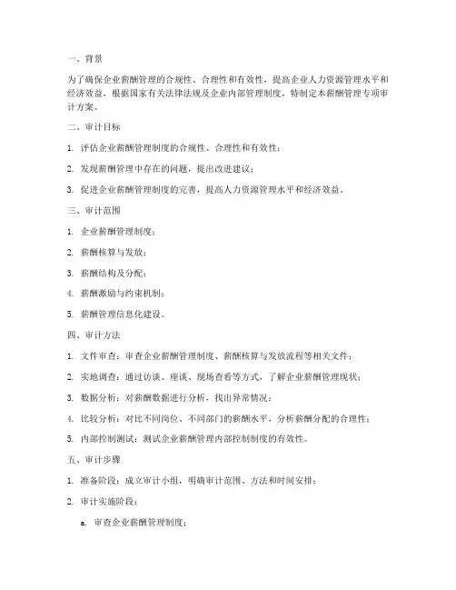 薪酬管理专项审计方案