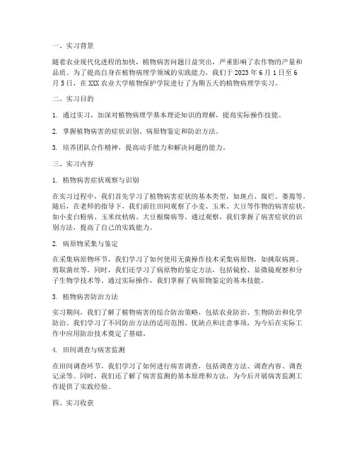 植物病理学的实习报告