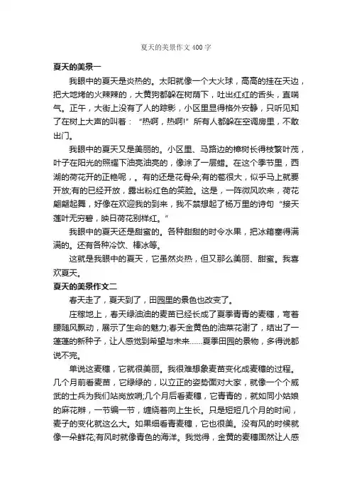 夏天的美景作文400字_描写夏天的作文_