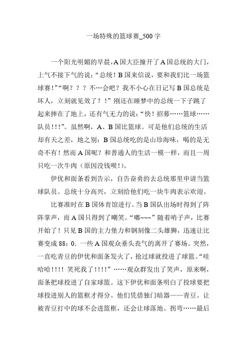 一场特殊的篮球赛_500字