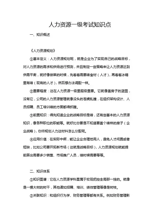 人力资源一级考试知识点
