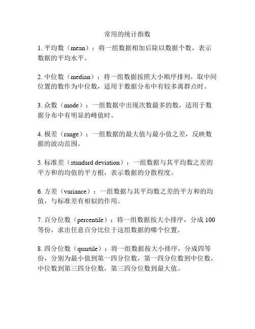 常用的统计指数