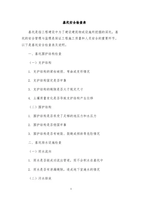 基坑安全检查表