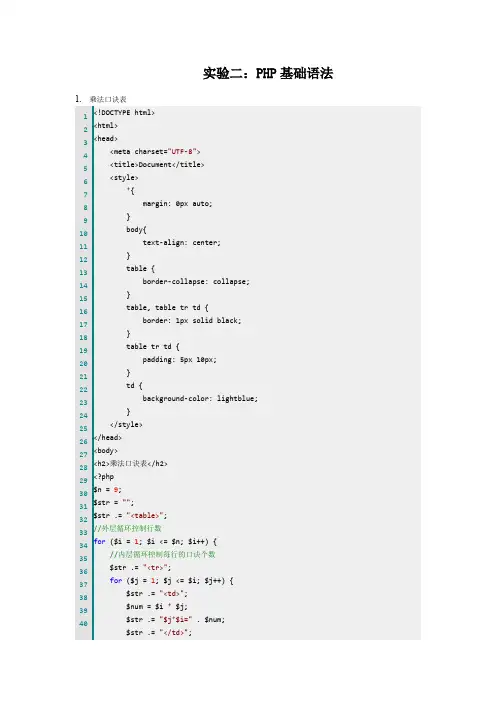 PHP动态网站开发实践教程 实验参考手册4