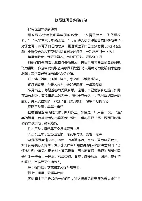 抒写忧国思乡的诗句