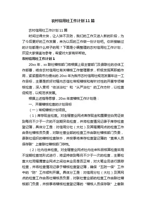 农村信用社工作计划11篇
