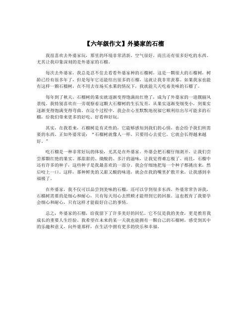 【六年级作文】外婆家的石榴