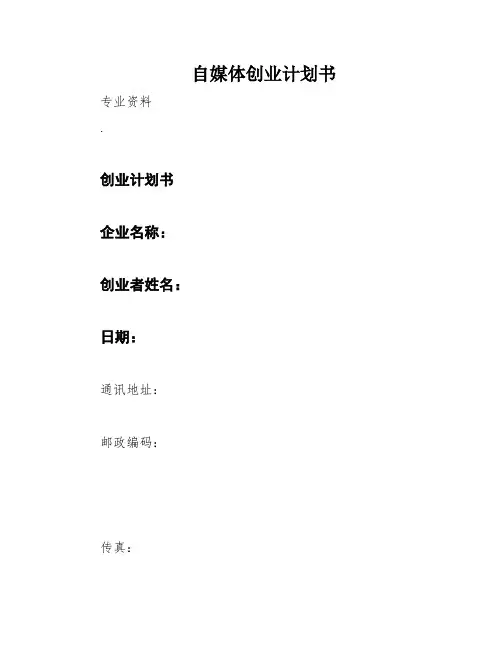 自媒体创业计划书