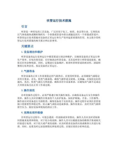 吹管运行技术措施