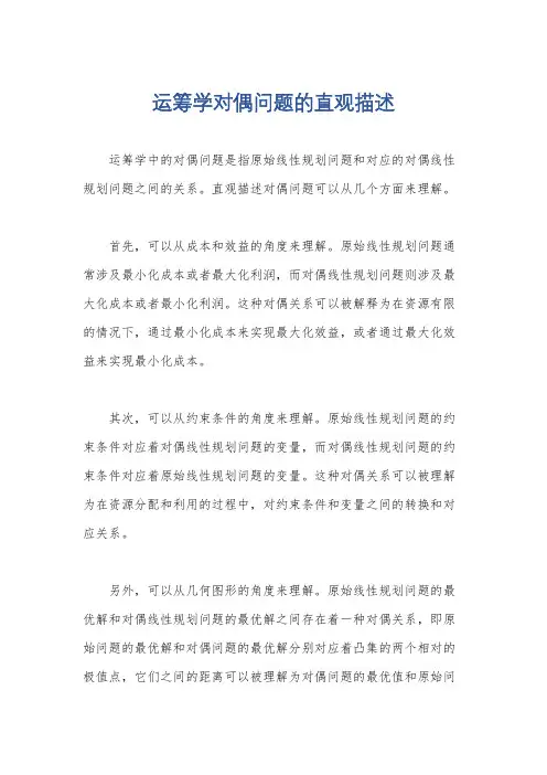 运筹学对偶问题的直观描述