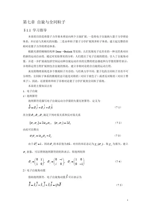第七章 自旋与全同粒子c