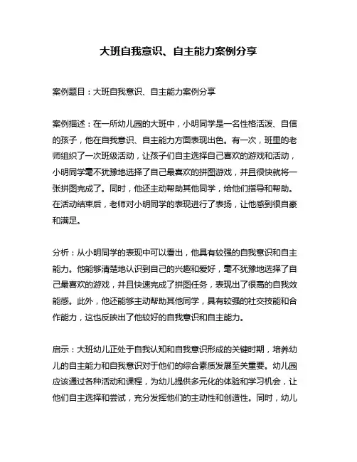 大班自我意识、自主能力案例分享