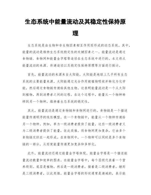 生态系统中能量流动及其稳定性保持原理