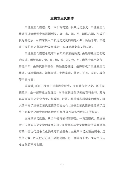 三槐堂王氏族谱