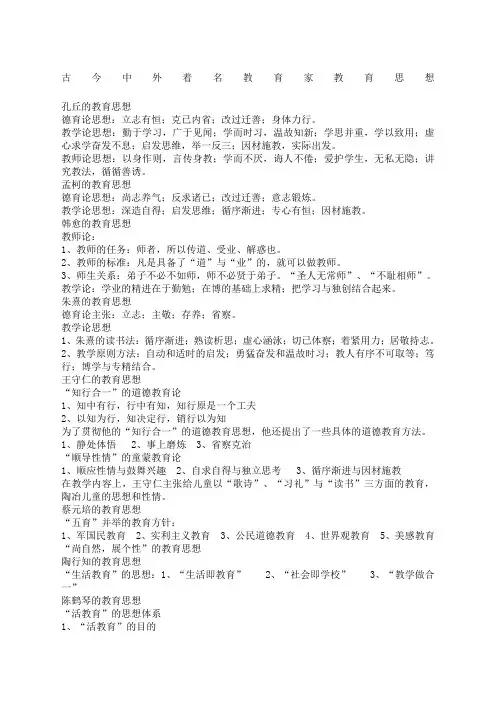 中外著名教育家教育思想