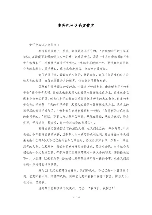 责任担当议论文作文