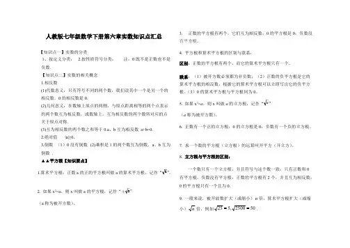 (完整版)人教版七年级数学下册第六章实数知识点汇总,推荐文档