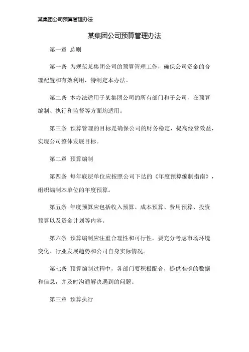 某集团公司预算管理办法