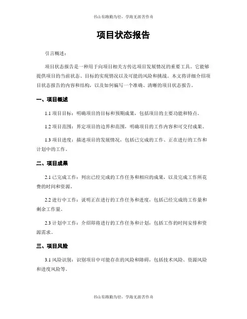 项目状态报告
