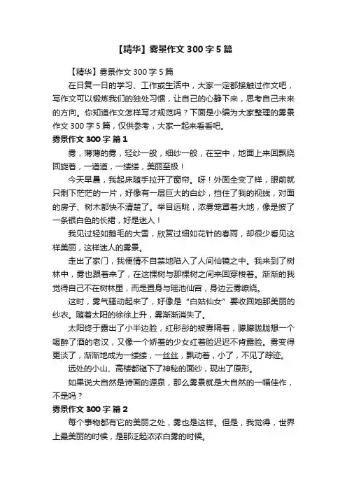 【精华】雾景作文300字5篇