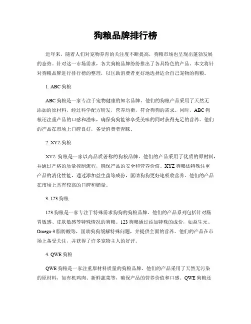 狗粮品牌排行榜