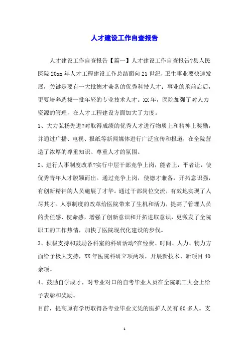 人才建设工作自查报告