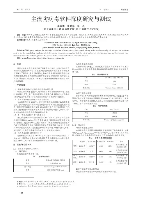 主流防病毒软件深度与测试