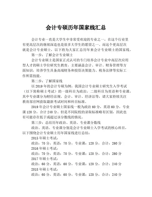 会计专硕历年国家线汇总
