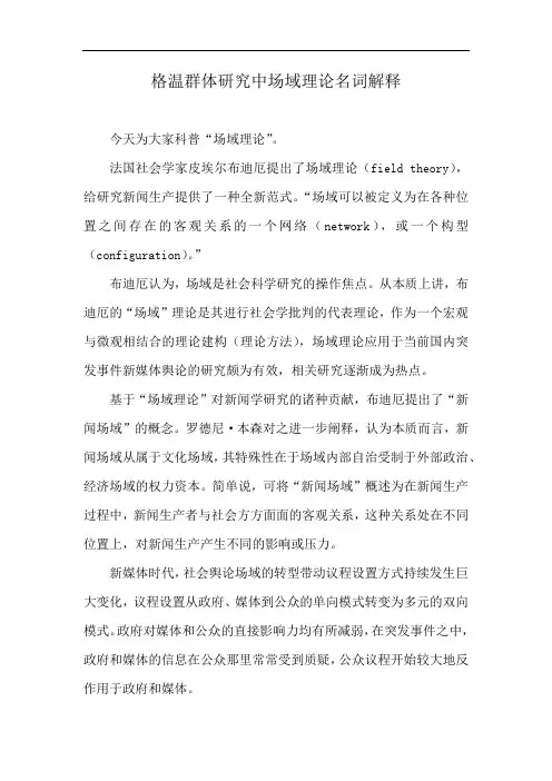 格温群体研究中场域理论名词解释