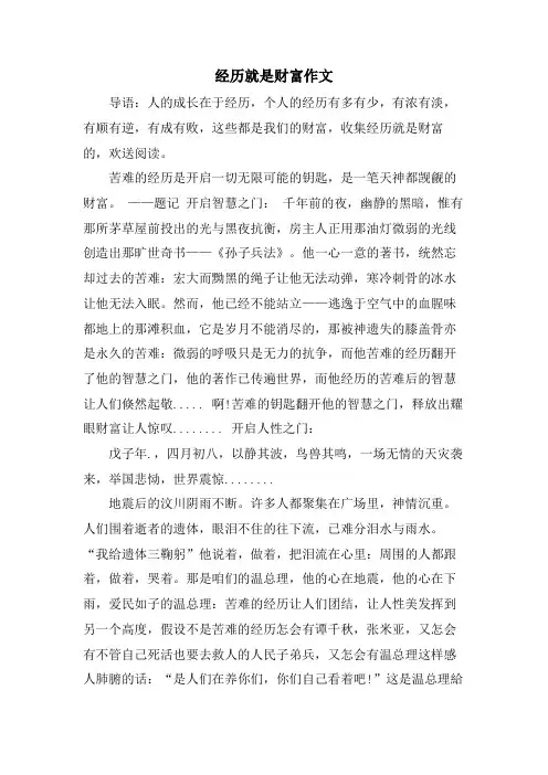 经历就是财富作文