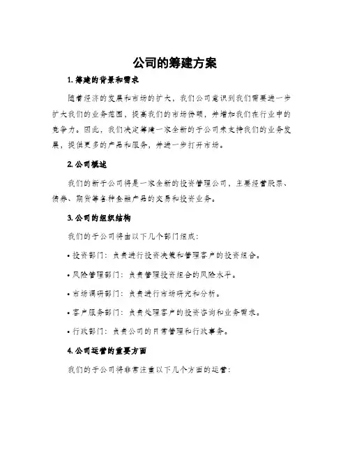 公司的筹建方案