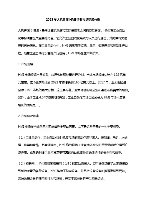 2023年人机界面HMI行业市场环境分析