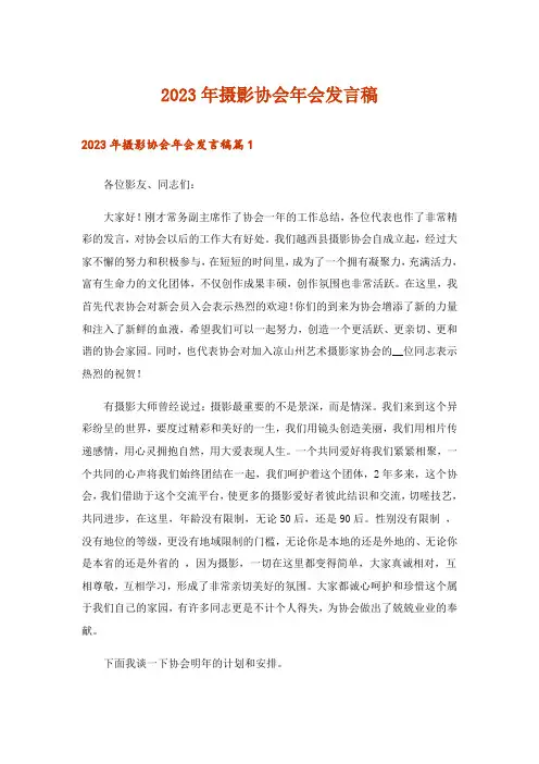 2023年摄影协会年会发言稿