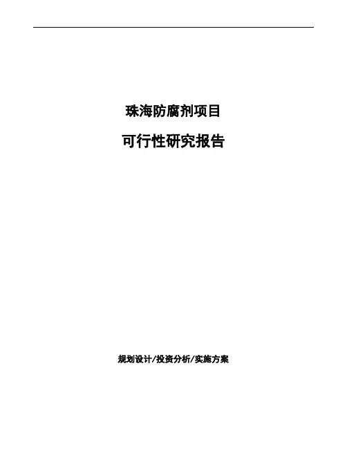 珠海防腐剂项目可行性研究报告