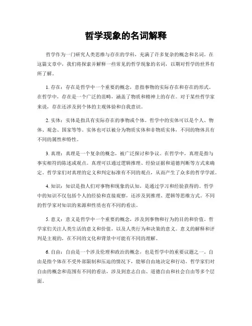 哲学现象的名词解释