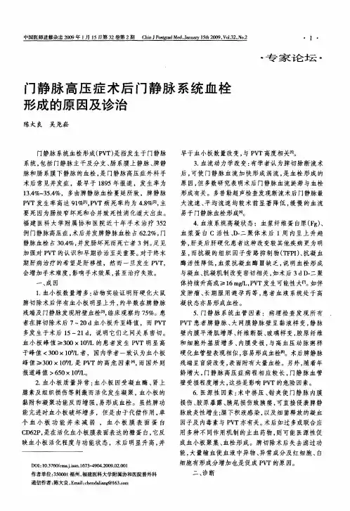 门静脉高压症术后门静脉系统血栓形成的原因及诊治