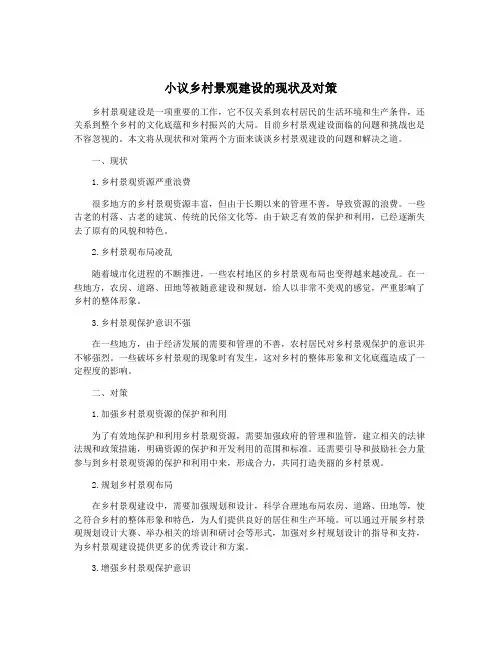 小议乡村景观建设的现状及对策