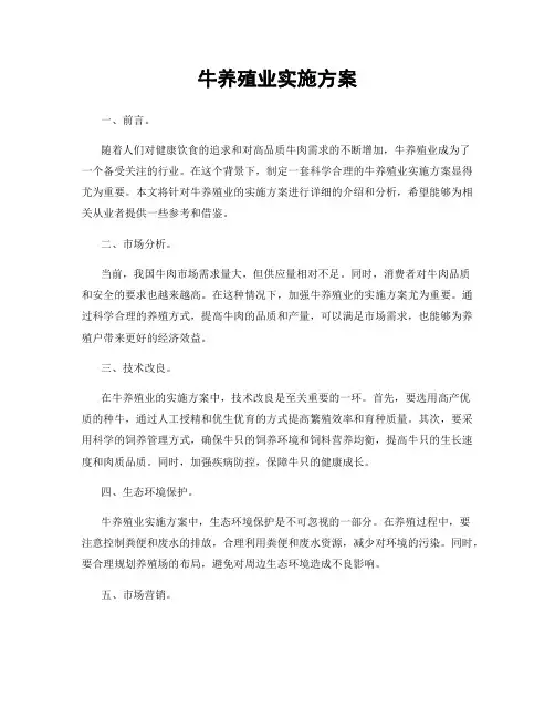 牛养殖业实施方案