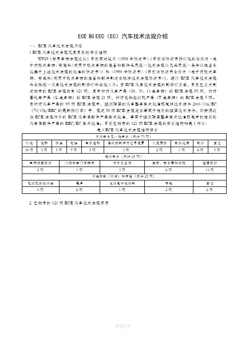 ECE和EEC(EC)汽车技术法规介绍