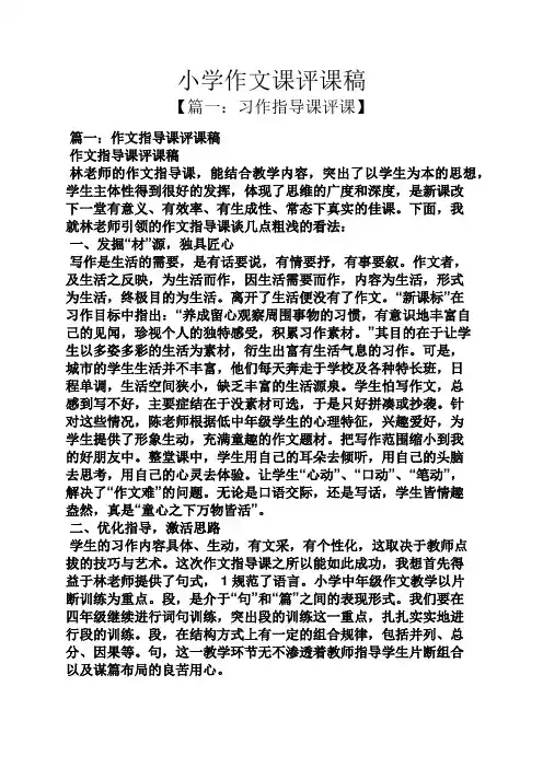 六年级作文之小学作文课评课稿