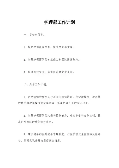 护理部工作计划