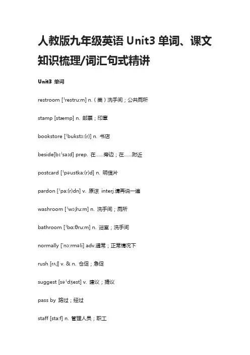 人教版九年级英语Unit3单词、课文知识梳理,词汇句式精讲