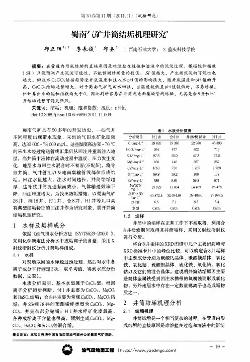 蜀南气矿井筒结垢机理研究