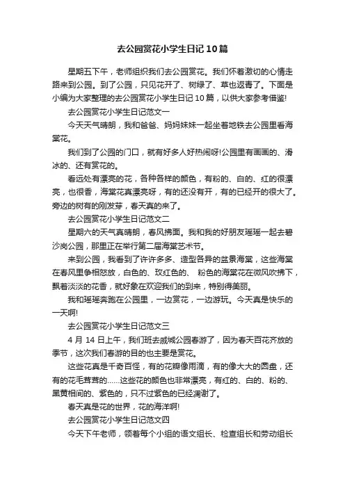 去公园赏花小学生日记10篇