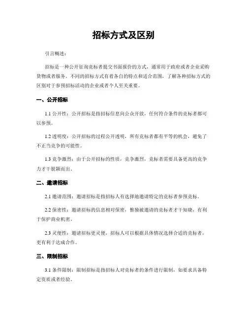 招标方式及区别