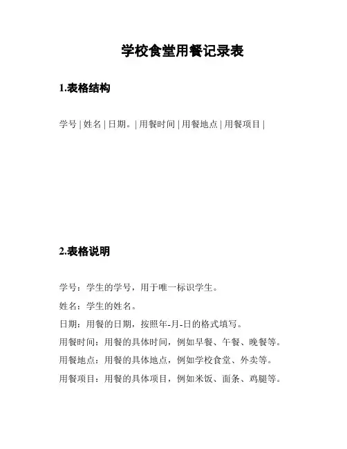 学校食堂用餐记录表